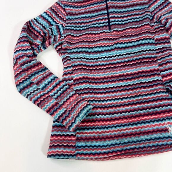 Spyder Pullover Sweater Womens 10 Blue Multi Zig Zag Stripe Quarter Zip Fleece - Picture 4 of 12